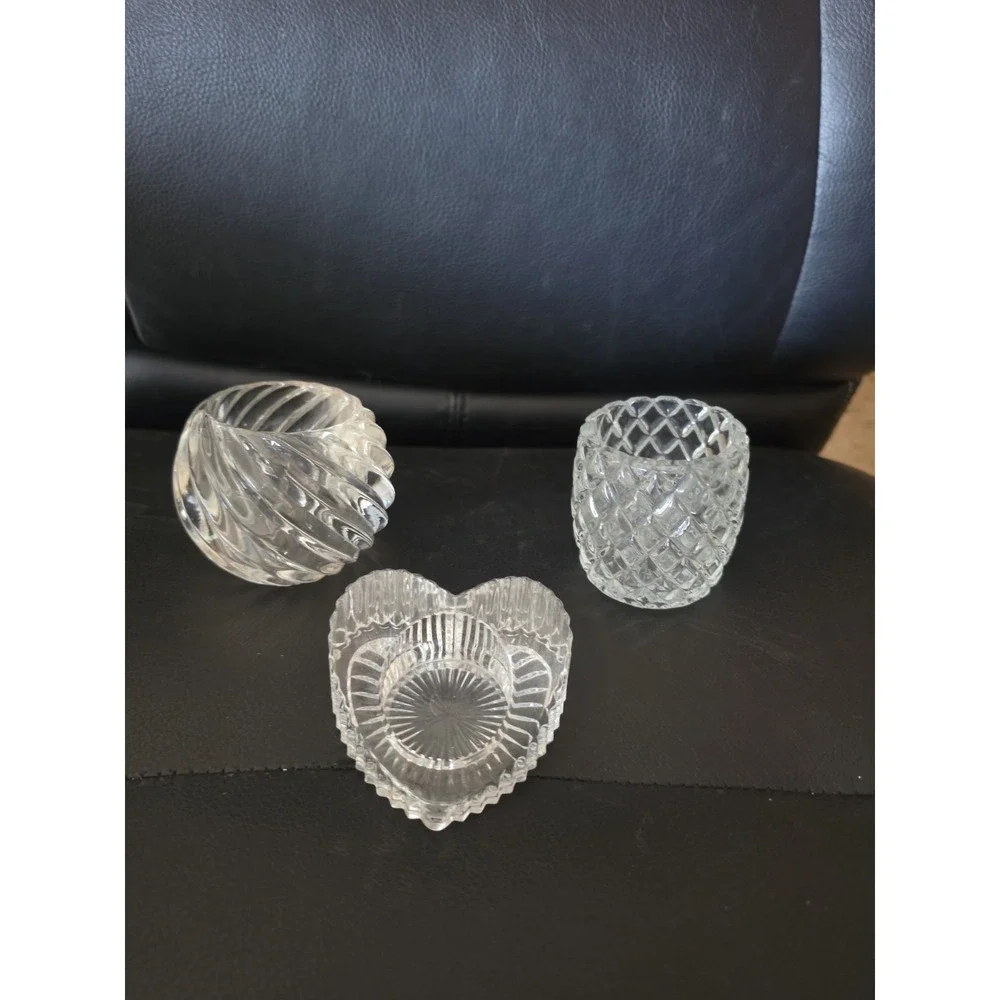 3 Vintage Clear Glass Candle Holders